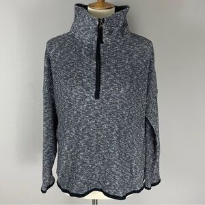 Saturday Sunday Anthropologie Weekender Half-Zip Pullover Gray Ribbed Knit Top